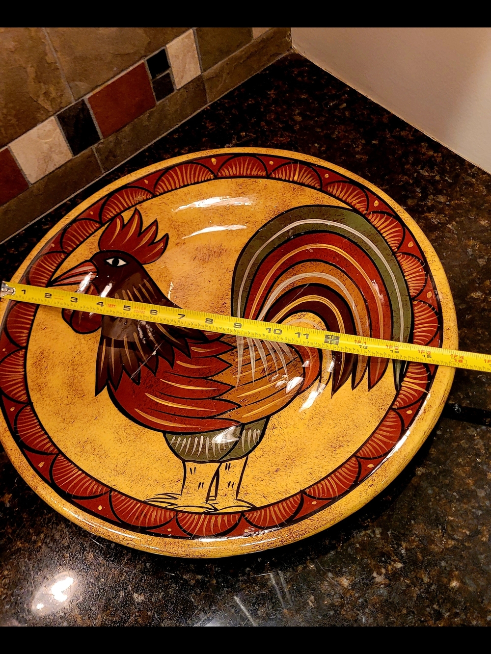 Hand-Painted Rooster Decorative Wall Plate - Multicolor - Picture 4 of 7